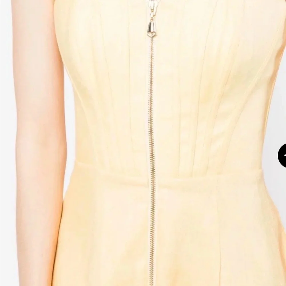 Zimmermann Pale Yellow Spaghetti-Strap Zip-Front Midi Dress - Picture 4 of 6
